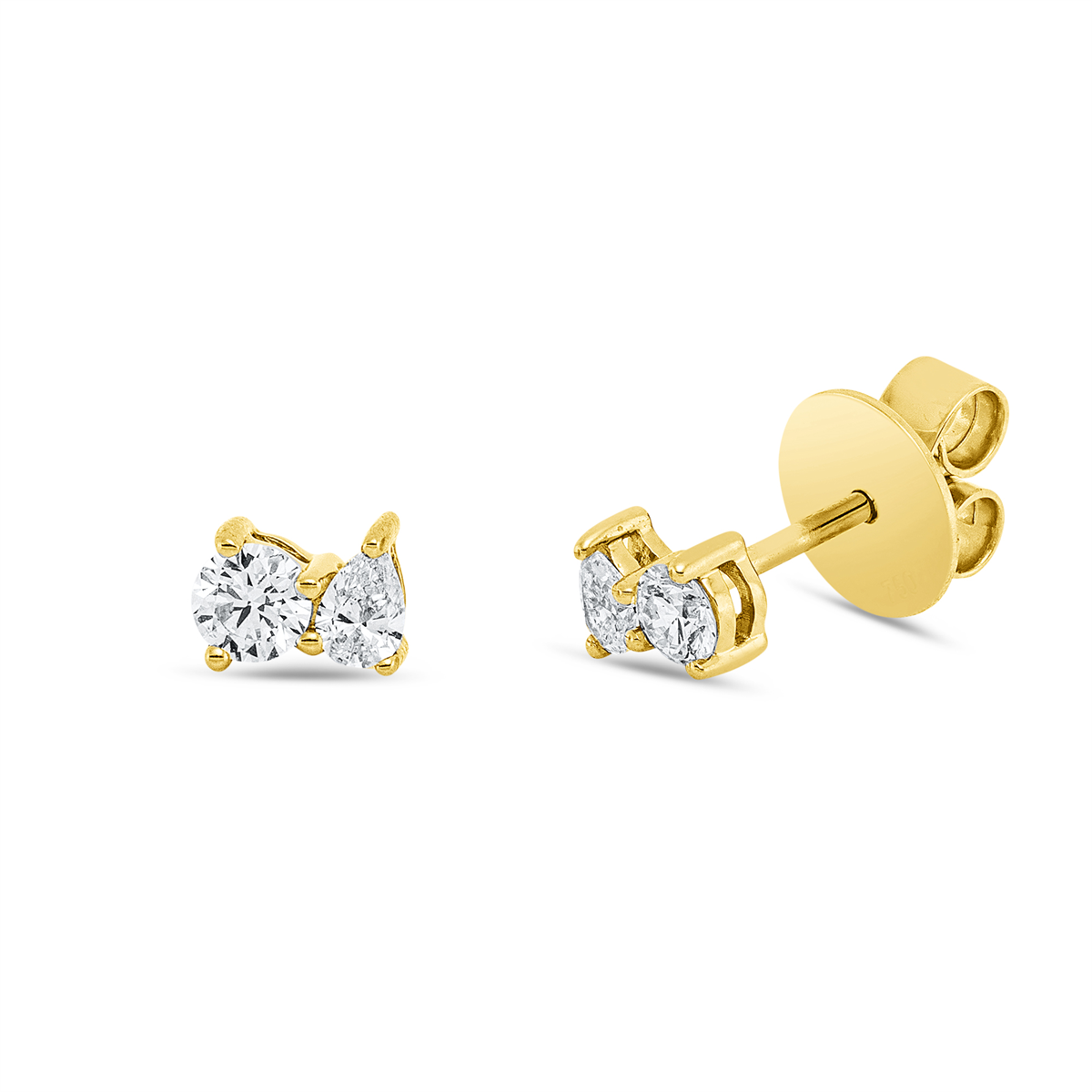 diamond full cut modern woman studs in yellow gold