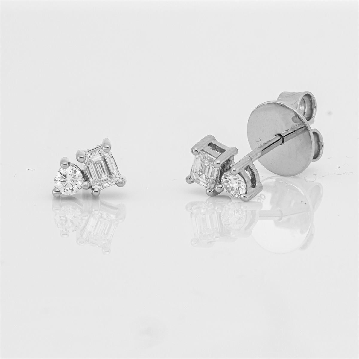 diamond full cut baguette studs in white gold