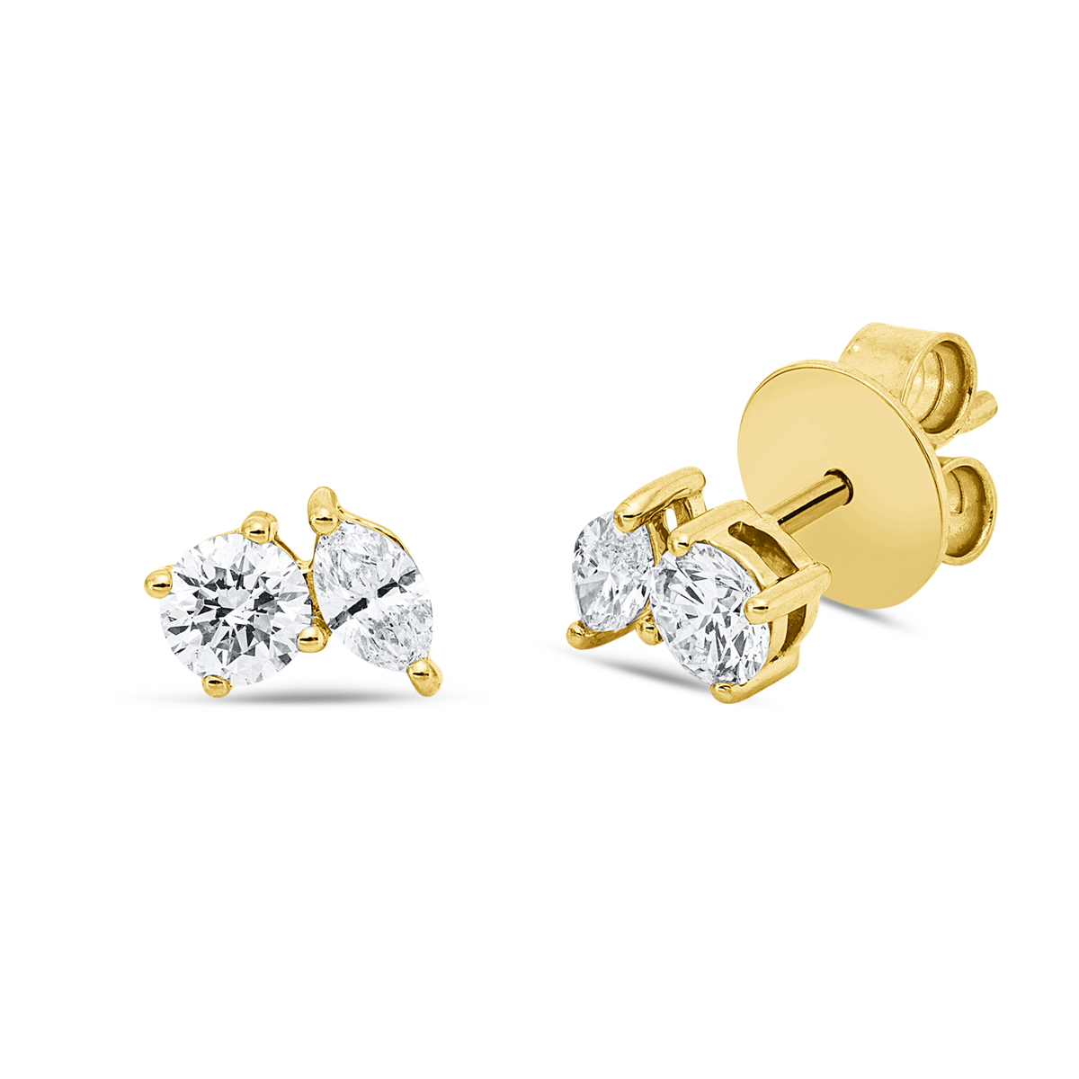 diamond full cut modern woman studs in yellow gold