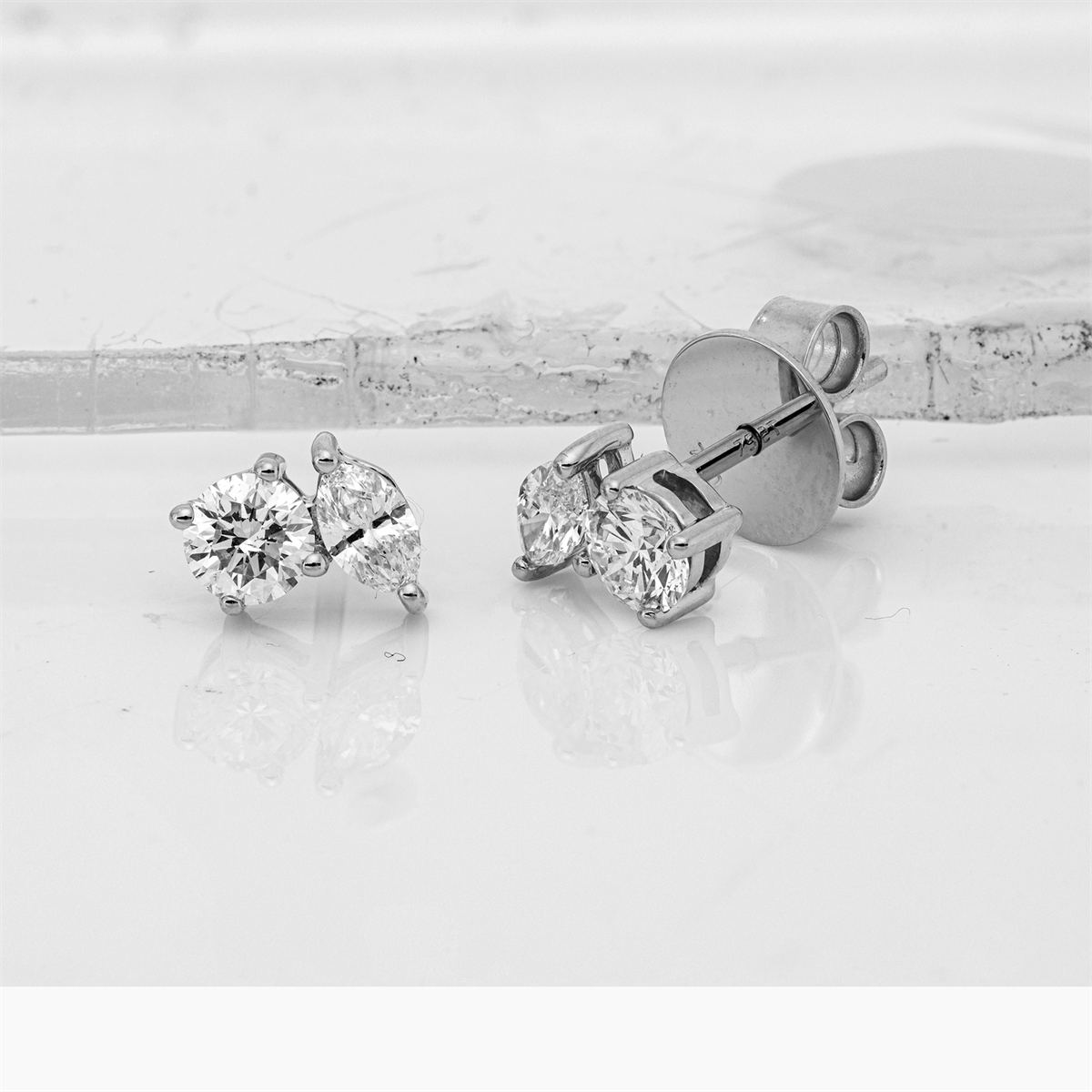 diamond full cut modern woman studs in white gold