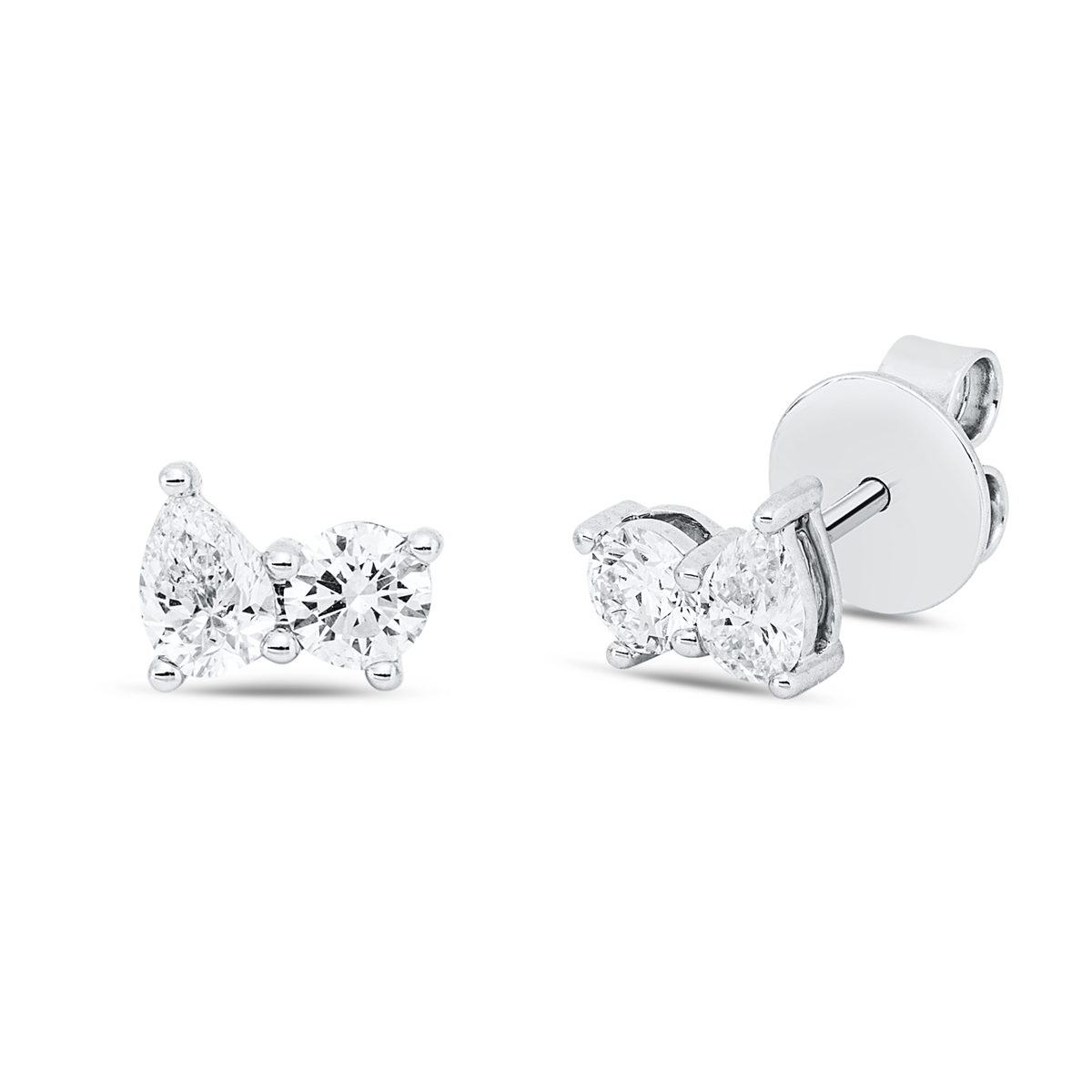 diamond full cut modern woman studs in white gold