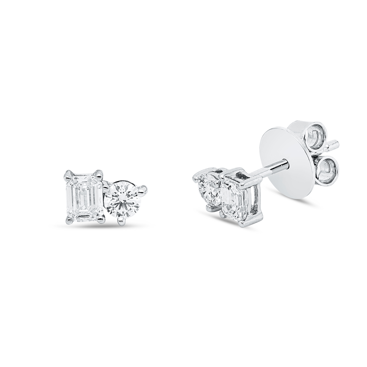 diamond full cut modern woman studs in white gold