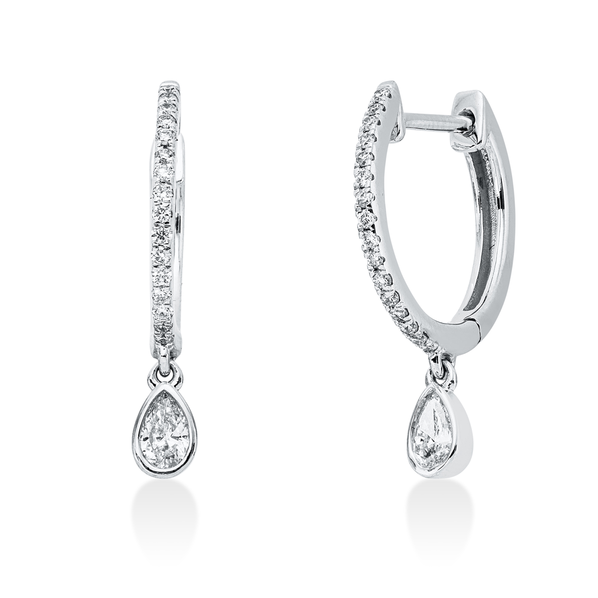 pear shape modern woman earrings in white gold