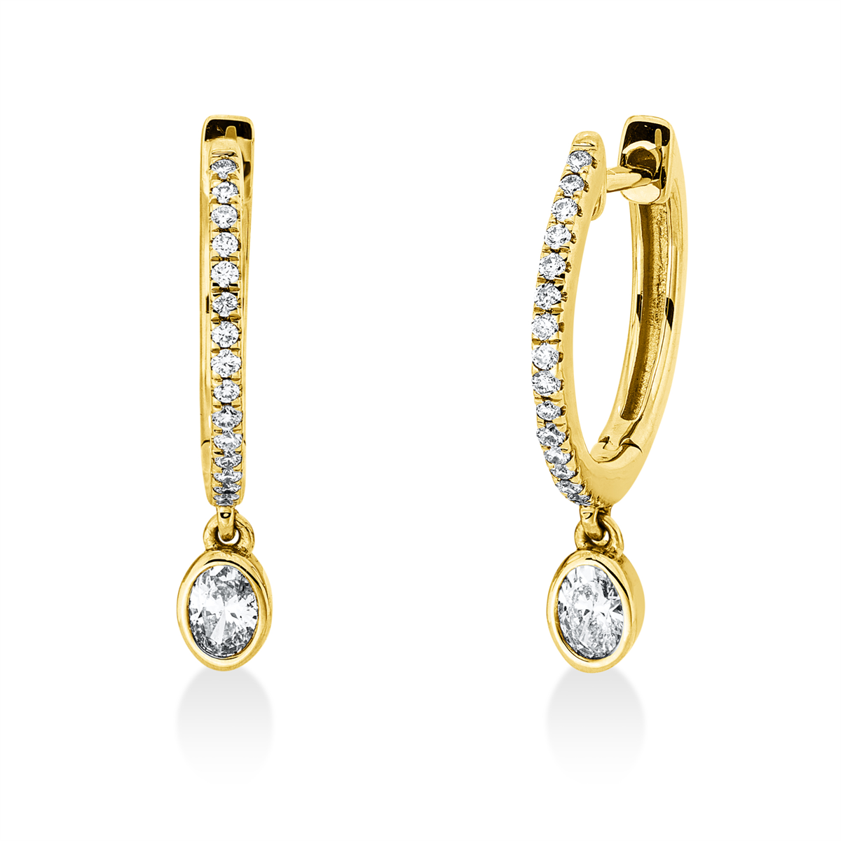 oval modern woman earrings in yellow gold