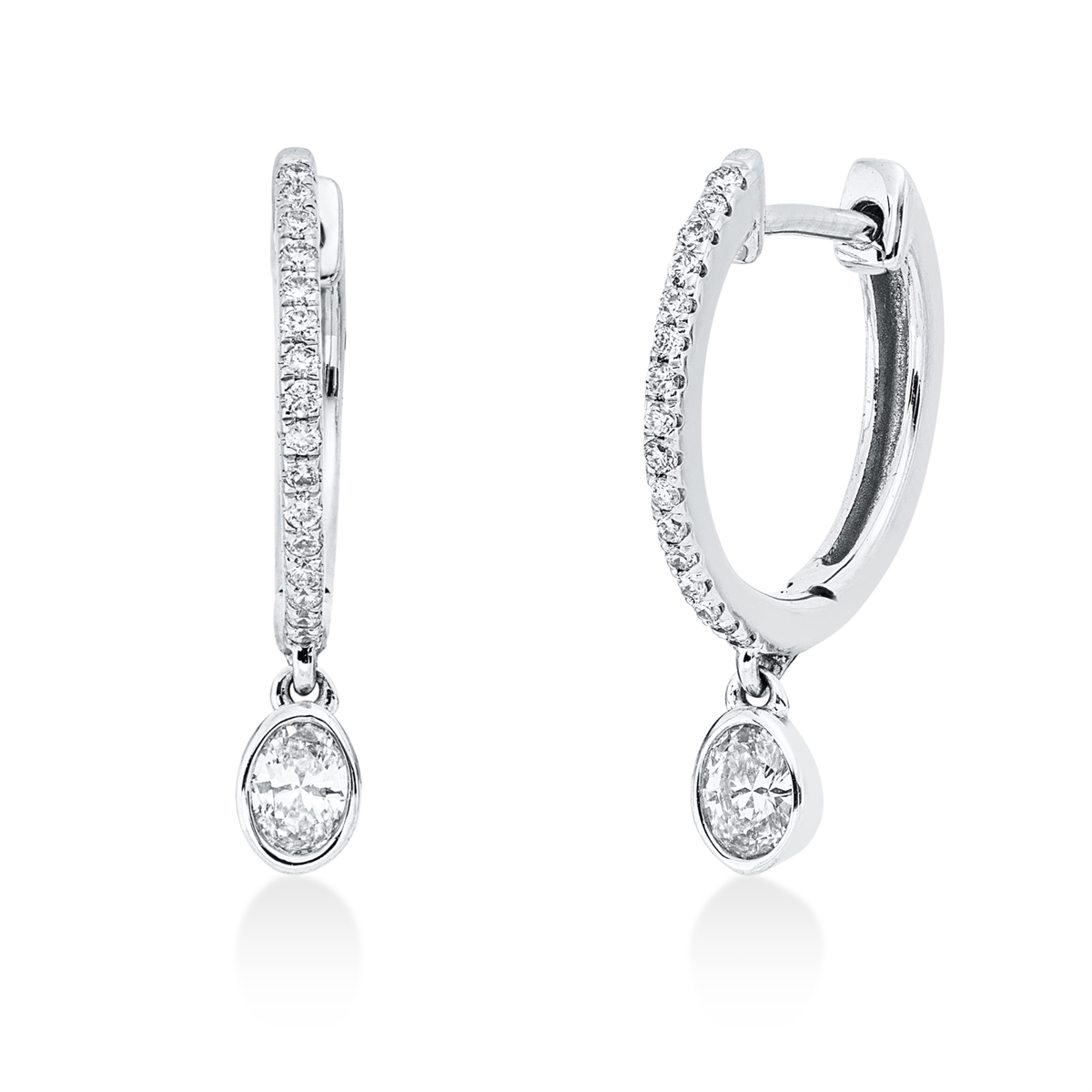 oval modern woman earrings in white gold