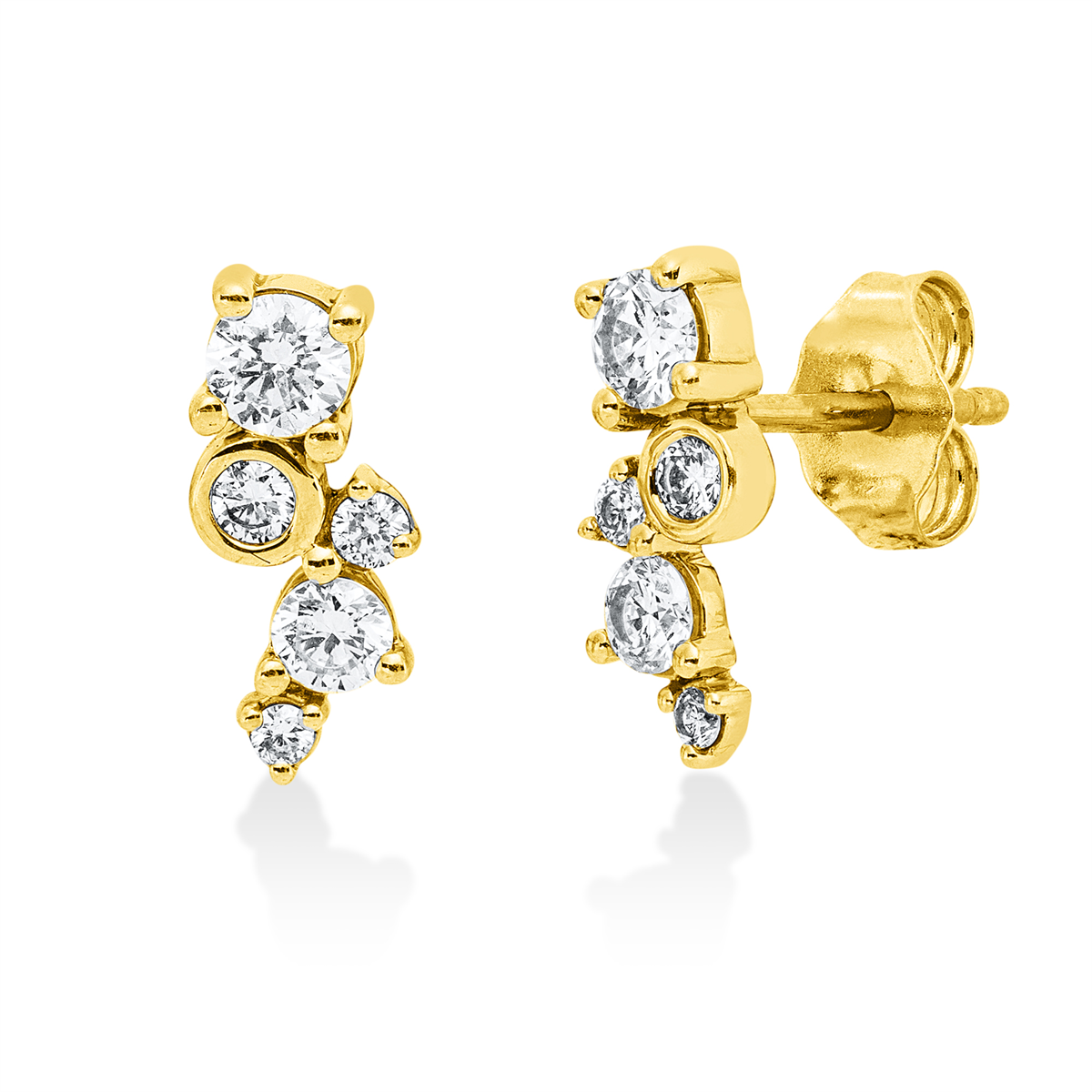 diamond full cut modern woman studs in yellow gold