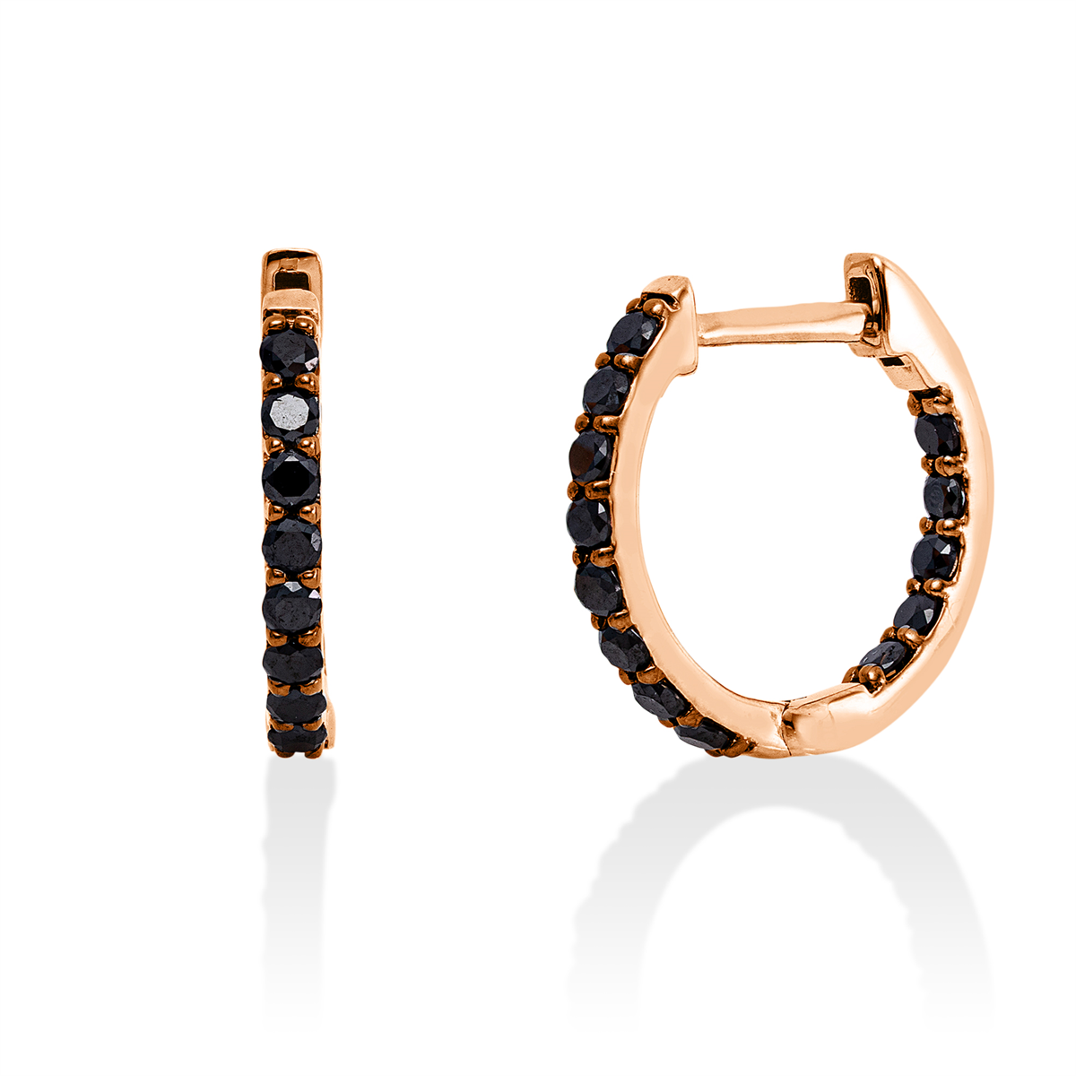 diamond full cut fancy colored diamond hoops & huggies in red gold