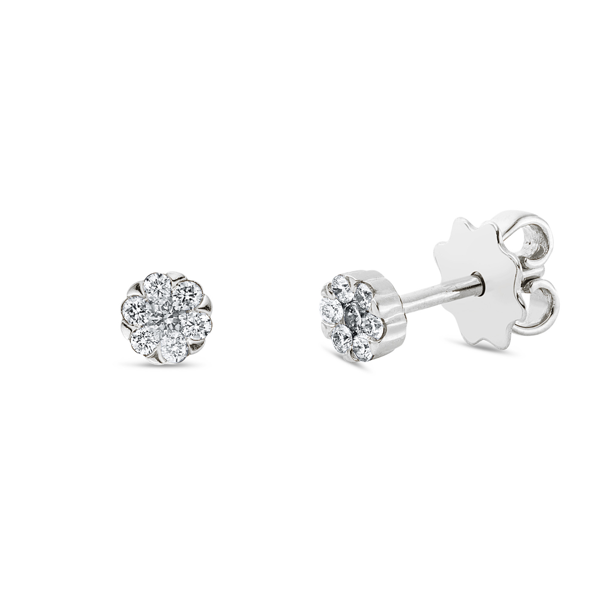 diamond full cut illusion classic studs in white gold