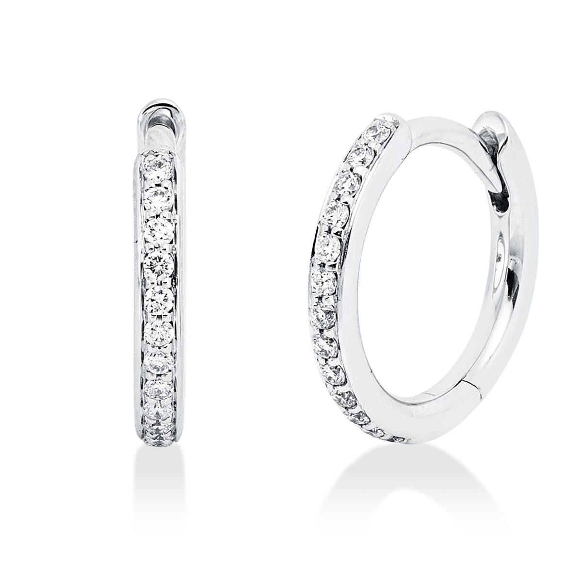 diamond full cut modern woman hoops & huggies in white gold