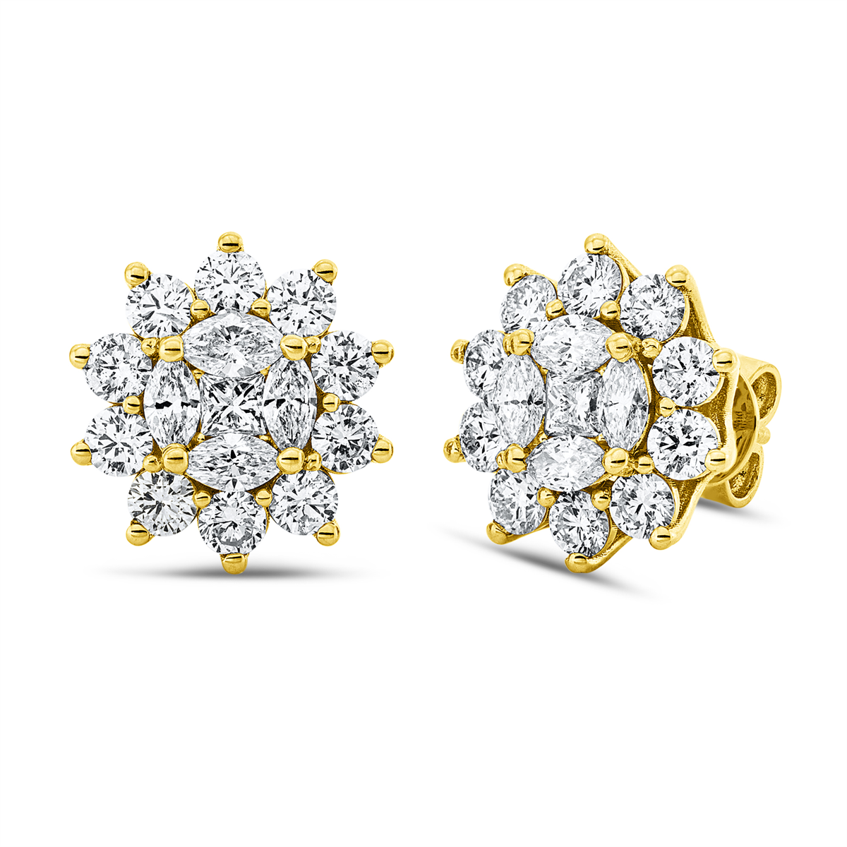 princess illusion classic earrings in yellow gold