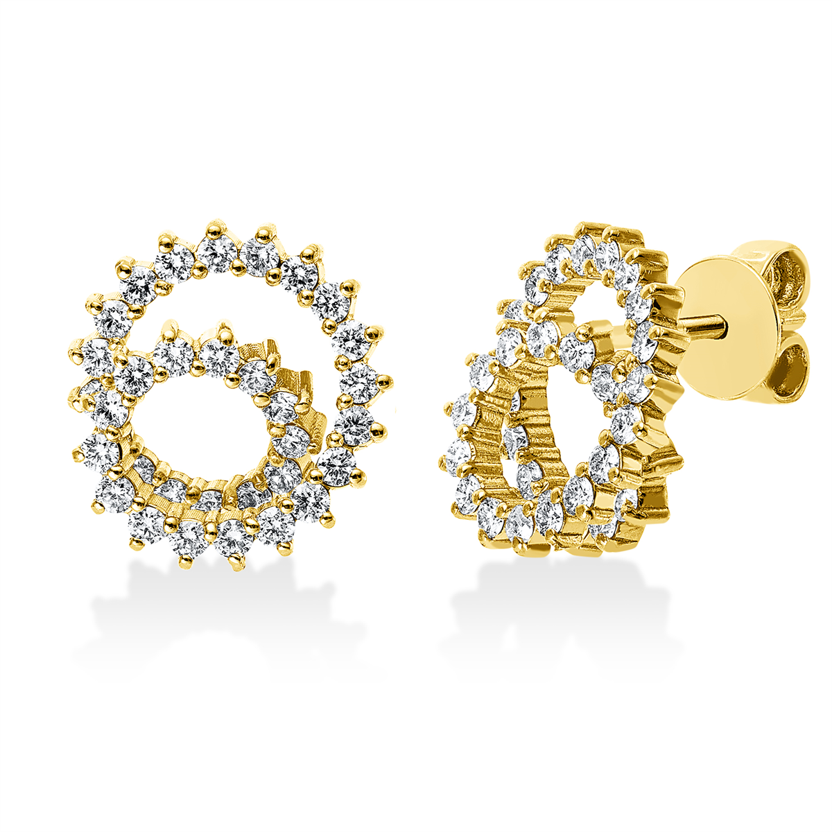 diamond full cut modern woman earrings in yellow gold
