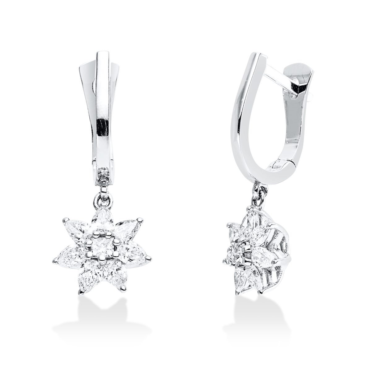 princess modern woman earrings in white gold