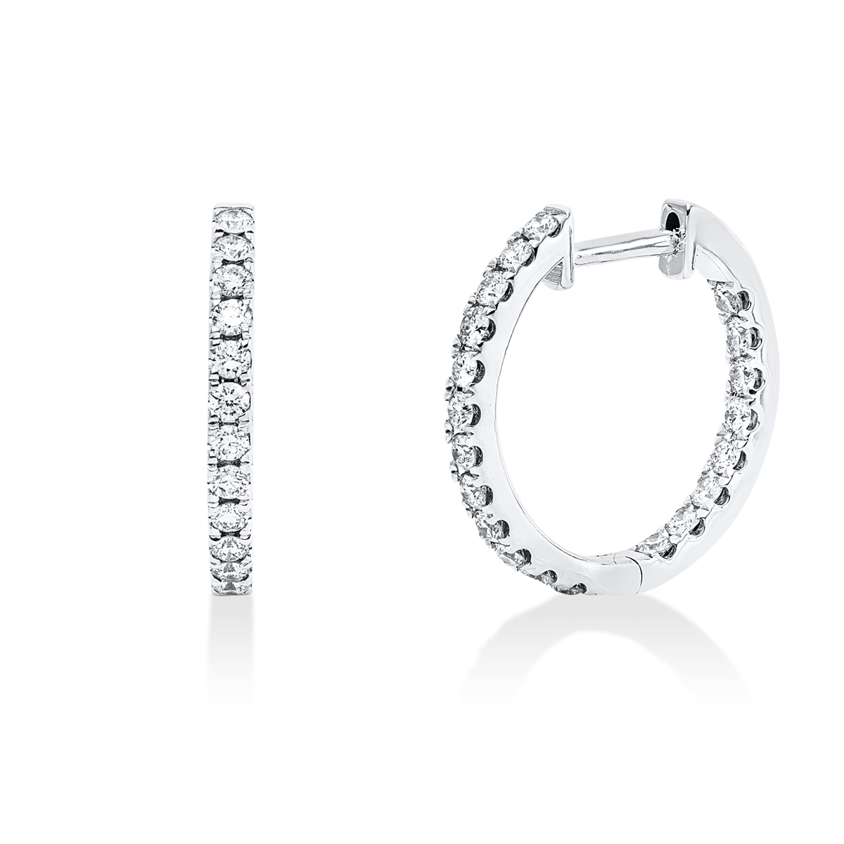 diamond full cut modern woman hoops & huggies in white gold