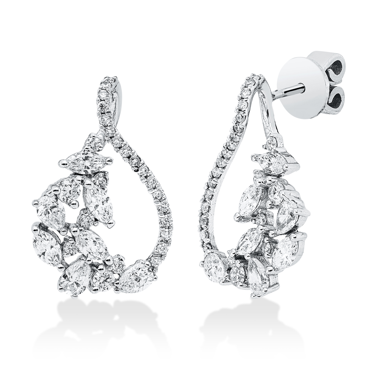 diamond full cut multi-stone studs in white gold