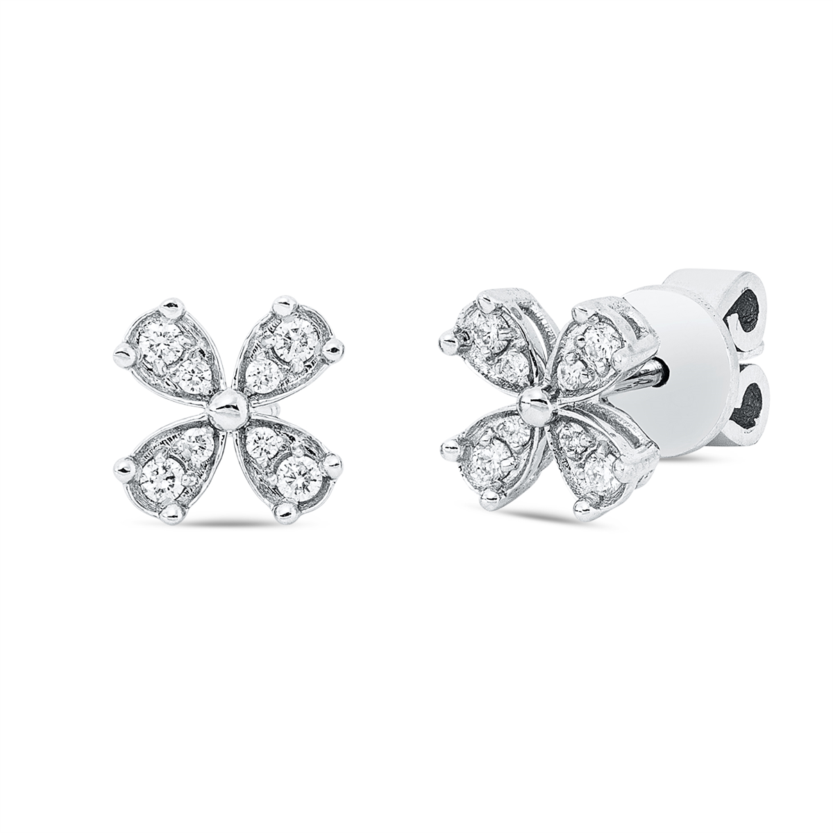 diamond full cut modern woman studs in white gold