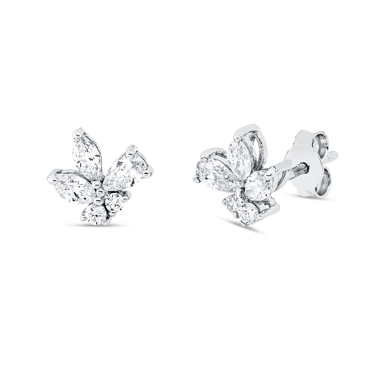 diamond full cut modern woman studs in white gold