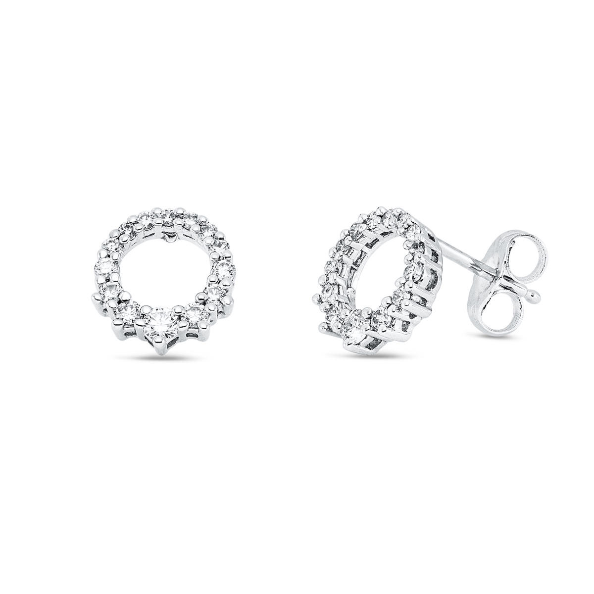 diamond full cut modern woman studs in white gold