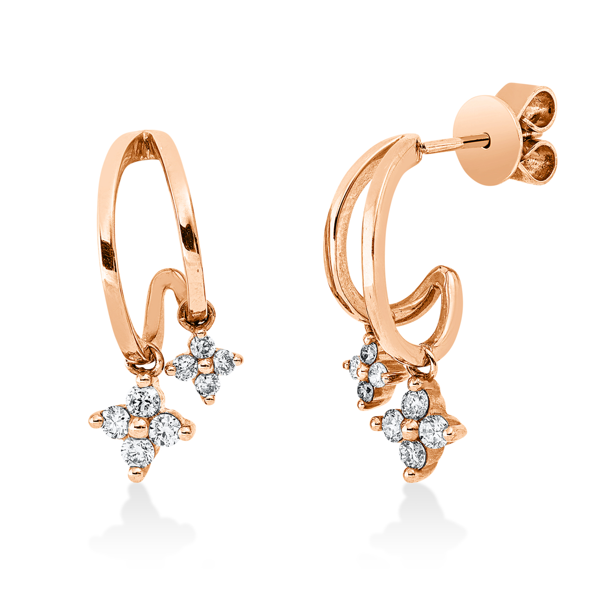 diamond full cut modern woman studs in red gold