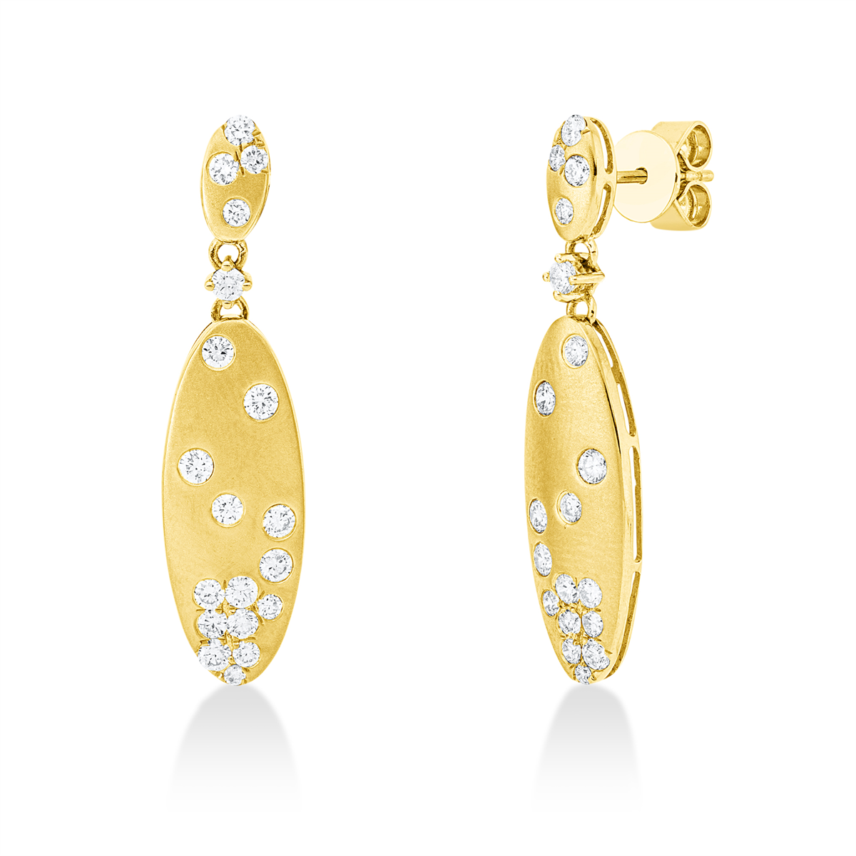 diamond full cut modern woman earrings in yellow gold