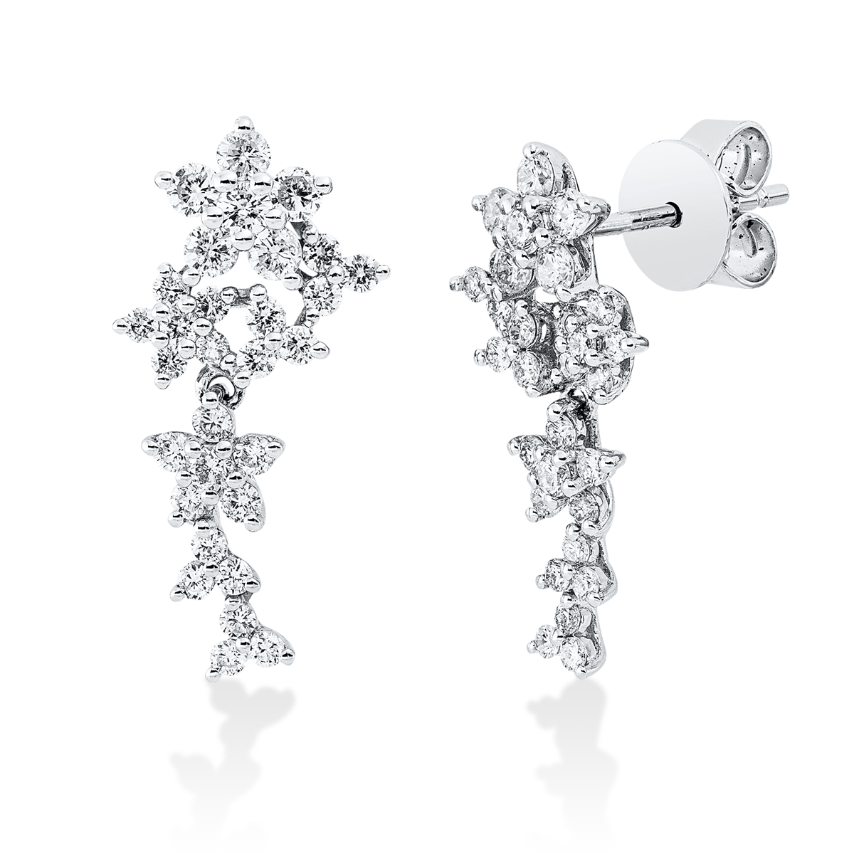 diamond full cut modern woman studs in white gold
