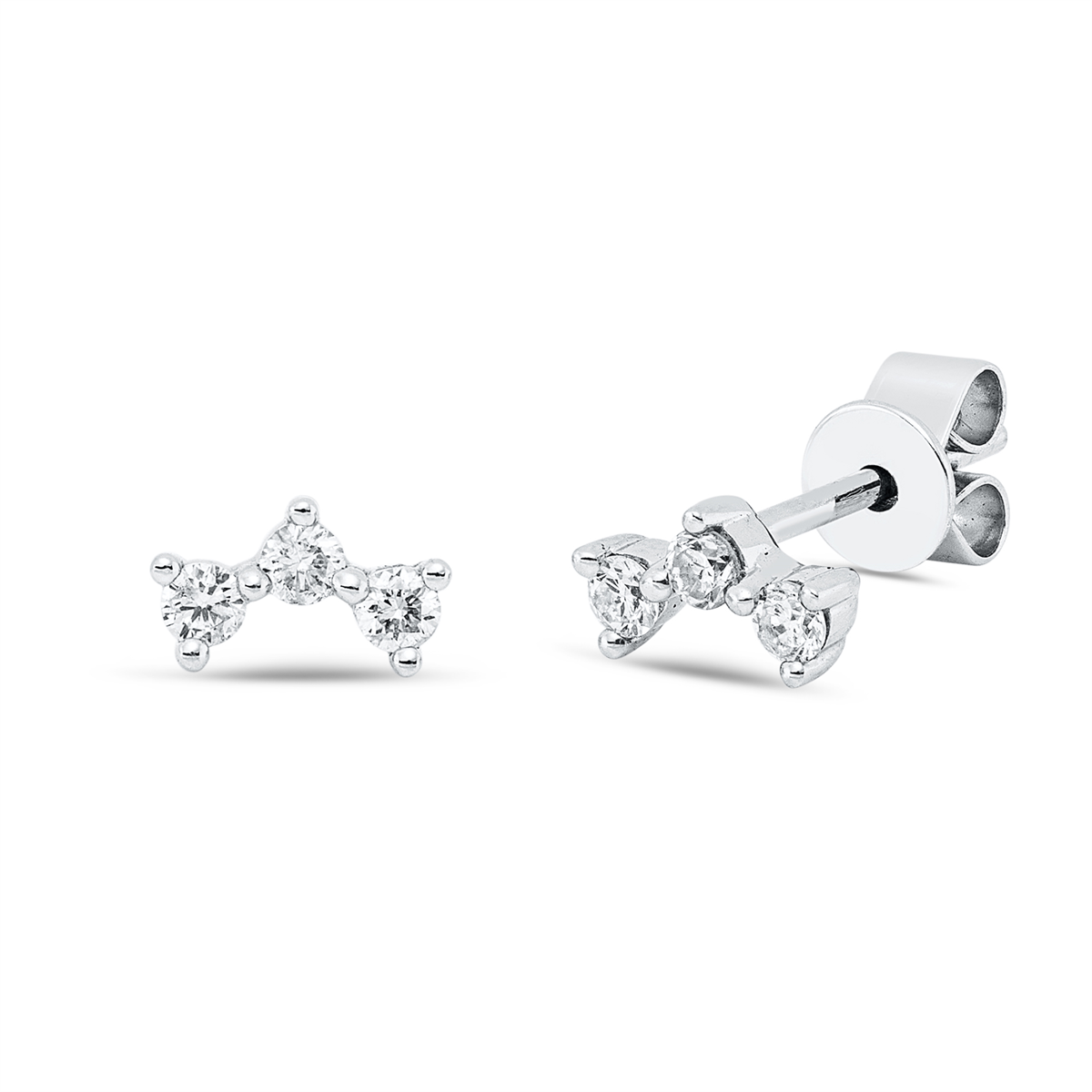 diamond full cut modern woman studs in white gold