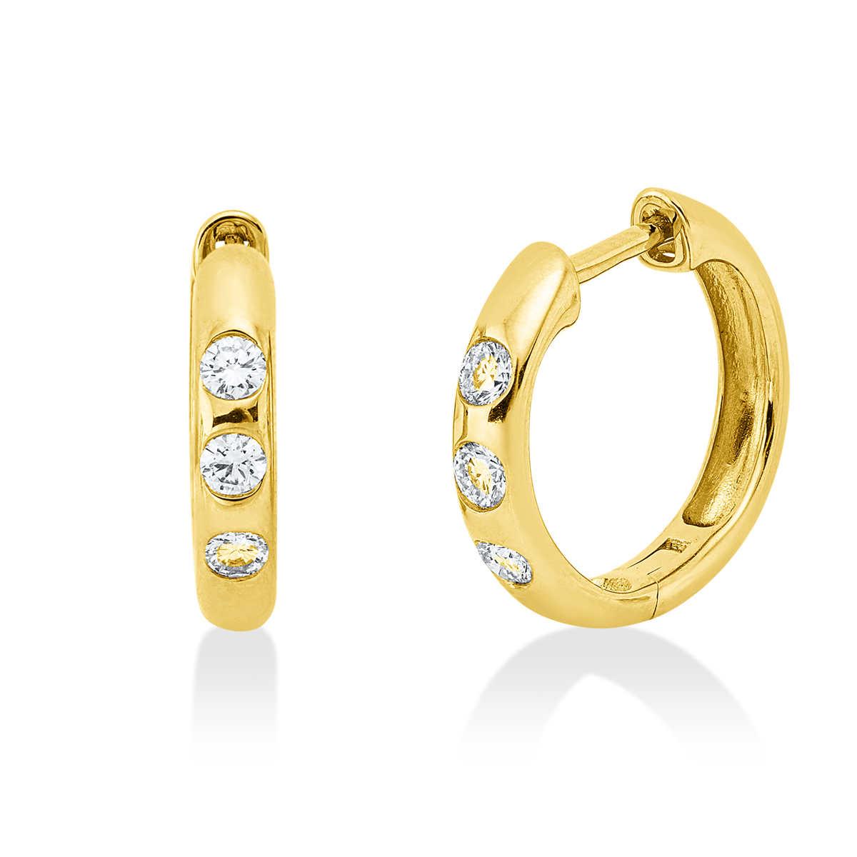 diamond full cut modern woman hoops & huggies in yellow gold