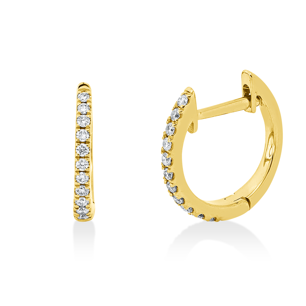 diamond full cut multi-stone hoops & huggies in yellow gold