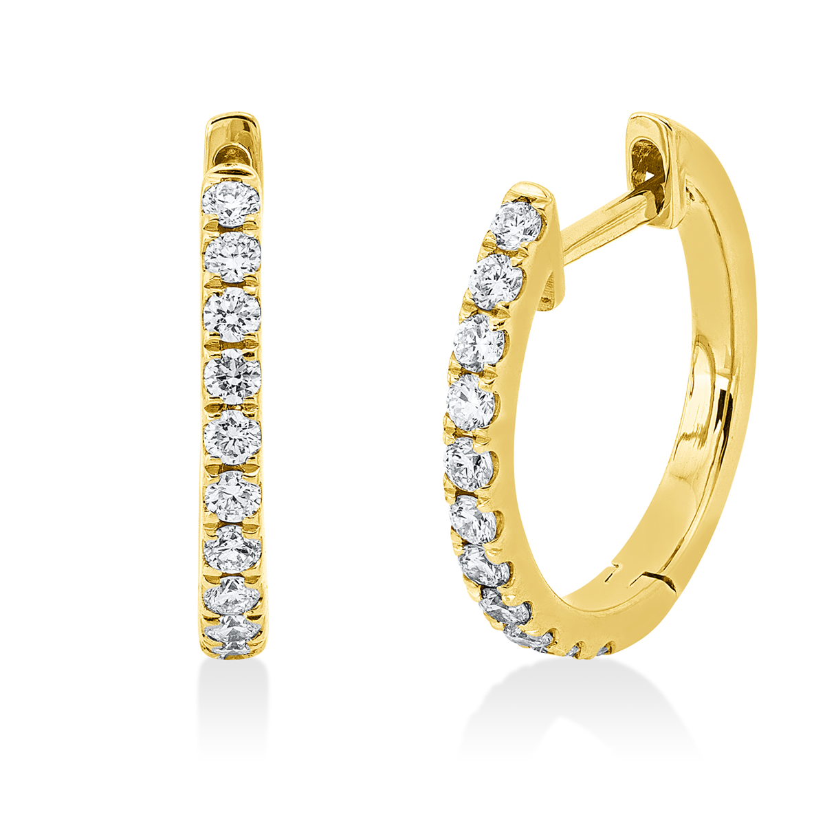 diamond full cut multi-stone hoops & huggies in yellow gold