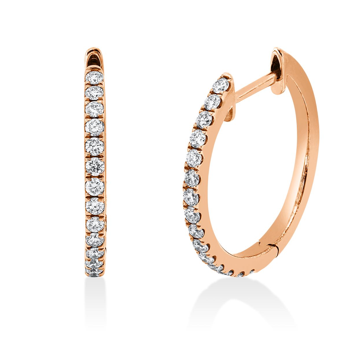 diamond full cut multi-stone hoops & huggies in red gold