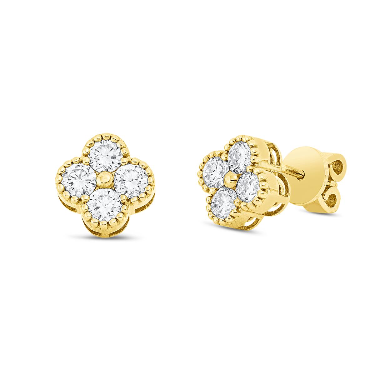 diamond full cut illusion classic studs in yellow gold