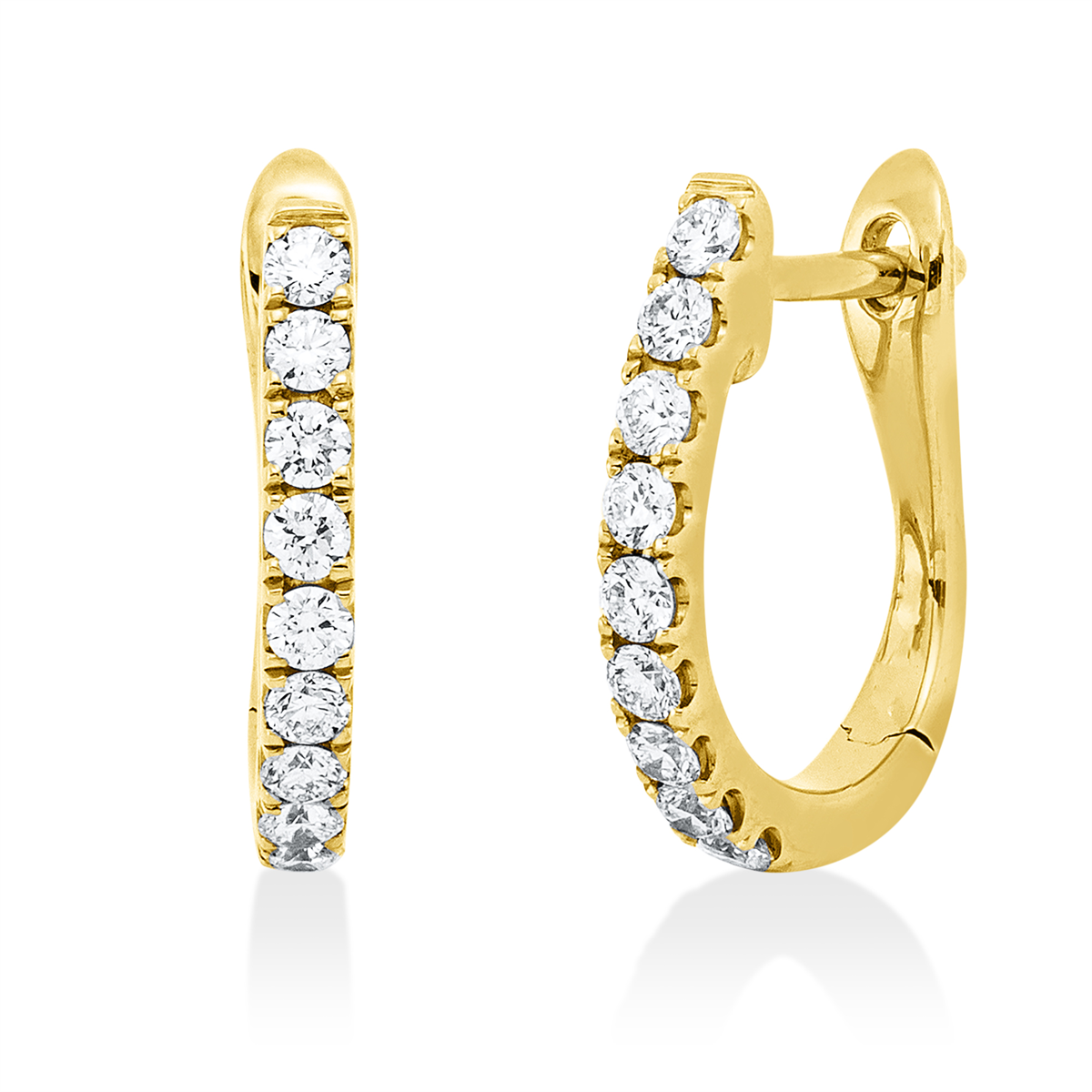 diamond full cut multi-stone hoops & huggies in yellow gold
