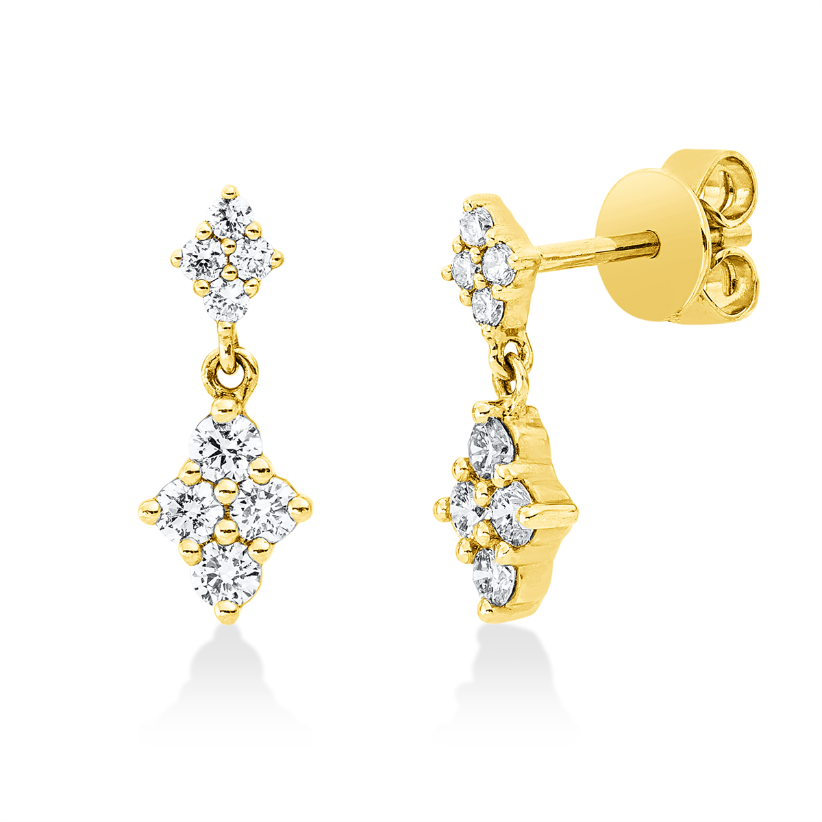 diamond full cut illusion classic studs in yellow gold
