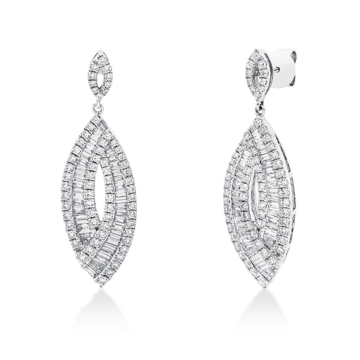 baguette baguette earrings in white gold