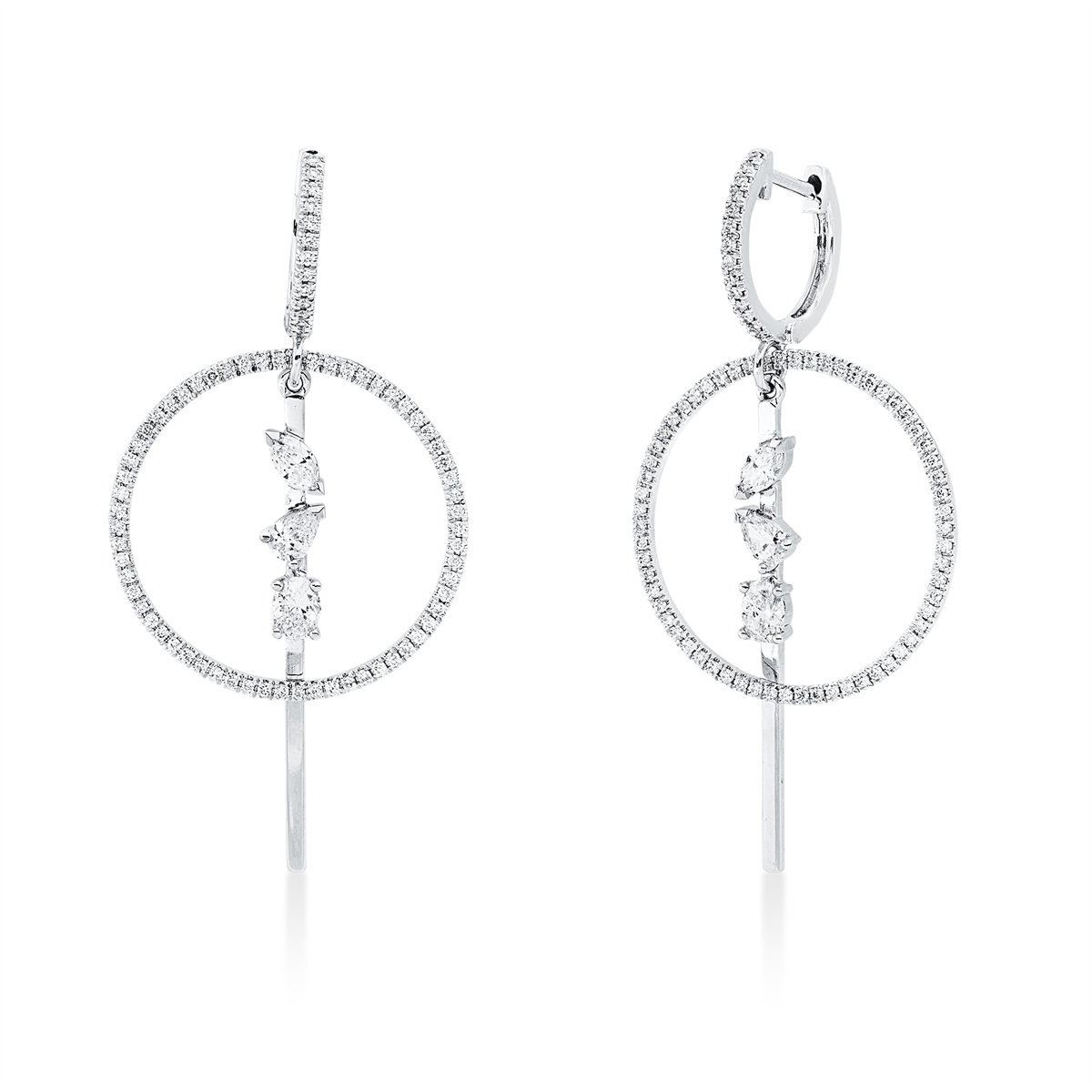 diamond full cut modern woman earrings in white gold