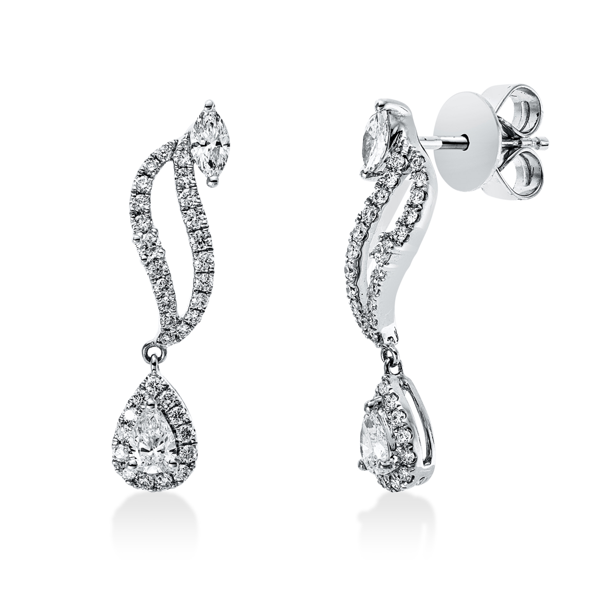 diamond full cut modern woman earrings in white gold