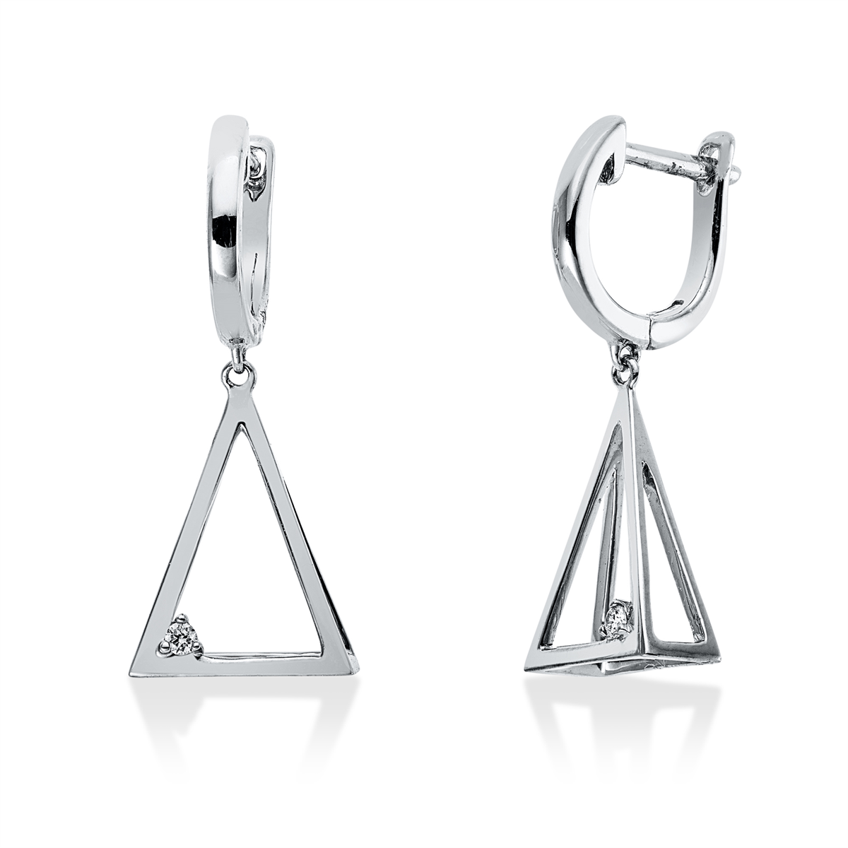 diamond full cut modern woman earrings in white gold