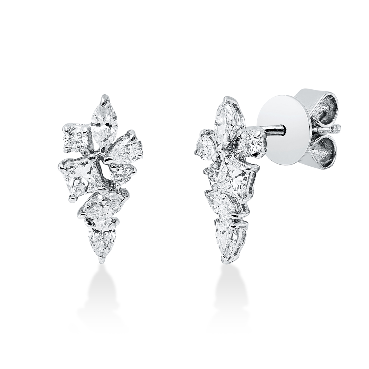 diamond full cut modern woman studs in white gold
