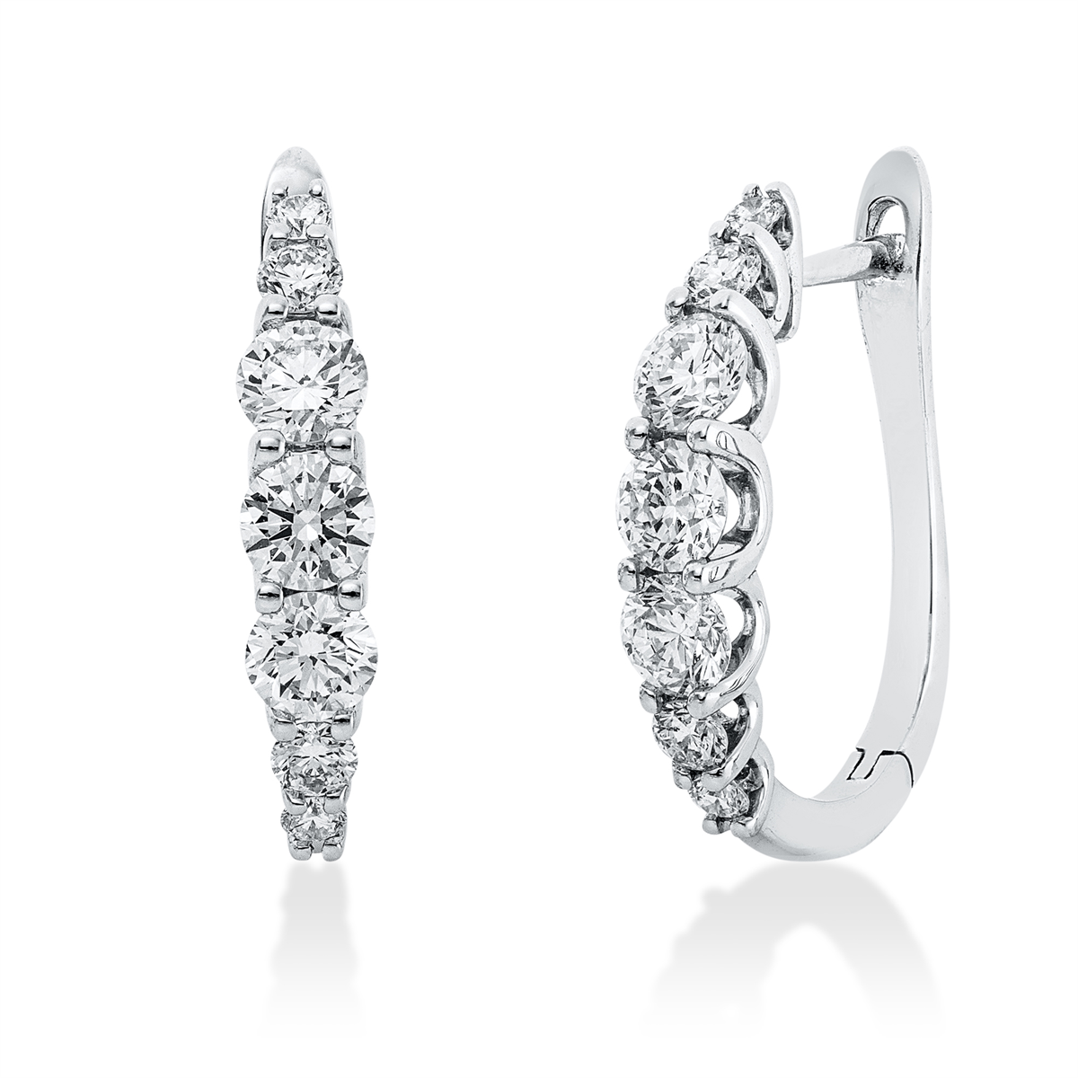diamond full cut modern woman hoops & huggies in white gold