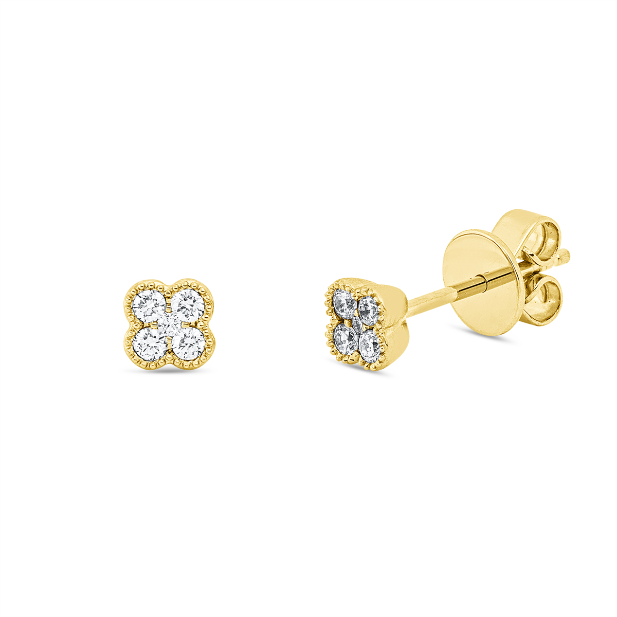 diamond full cut modern woman studs in yellow gold