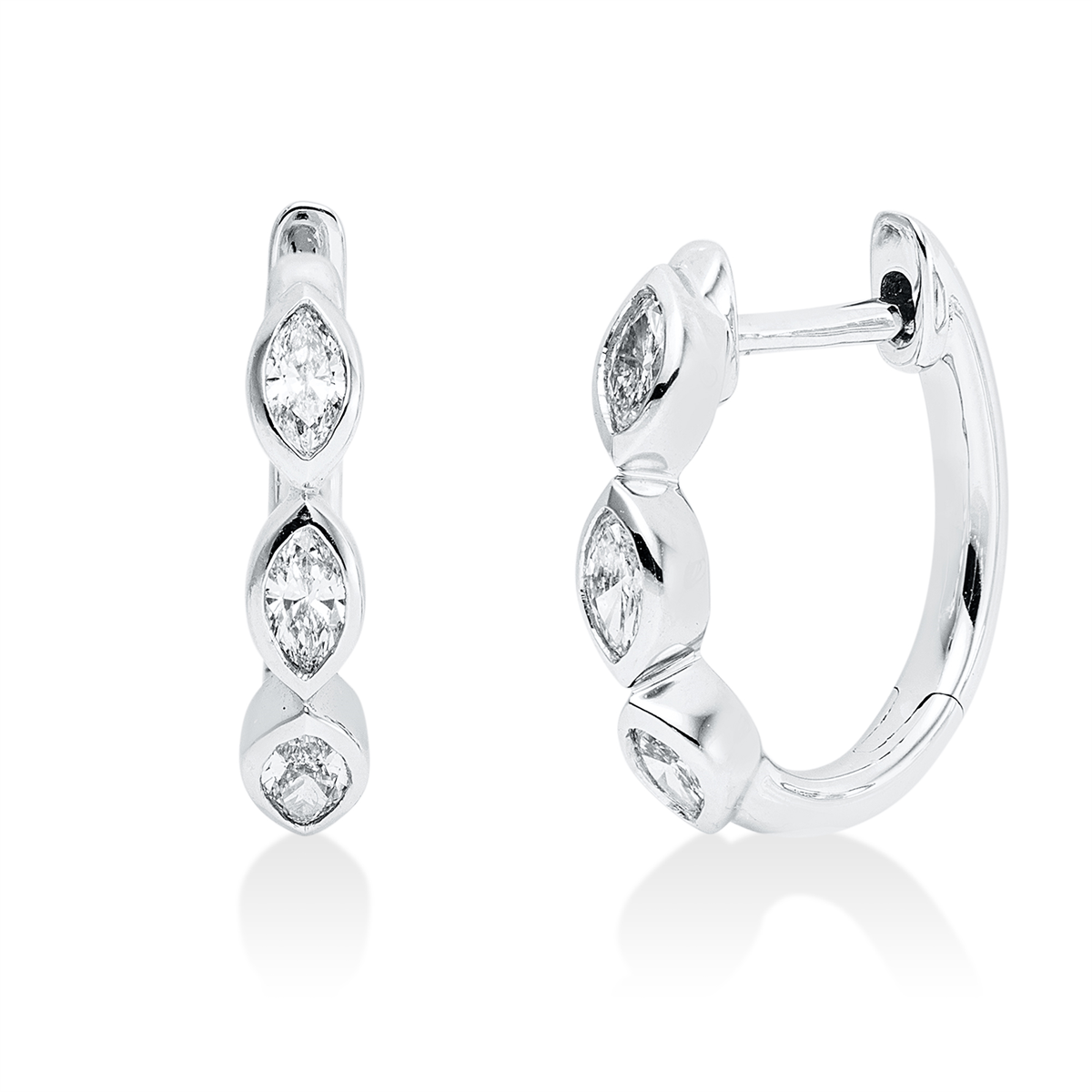 marquise multi-stone hoops & huggies in white gold