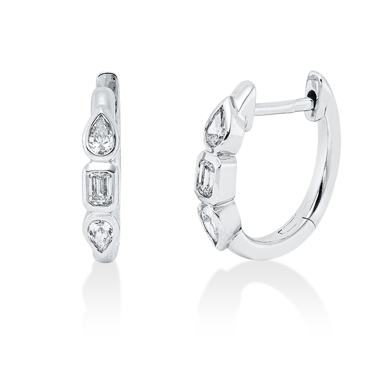 pear shape multi-stone earhook in white gold
