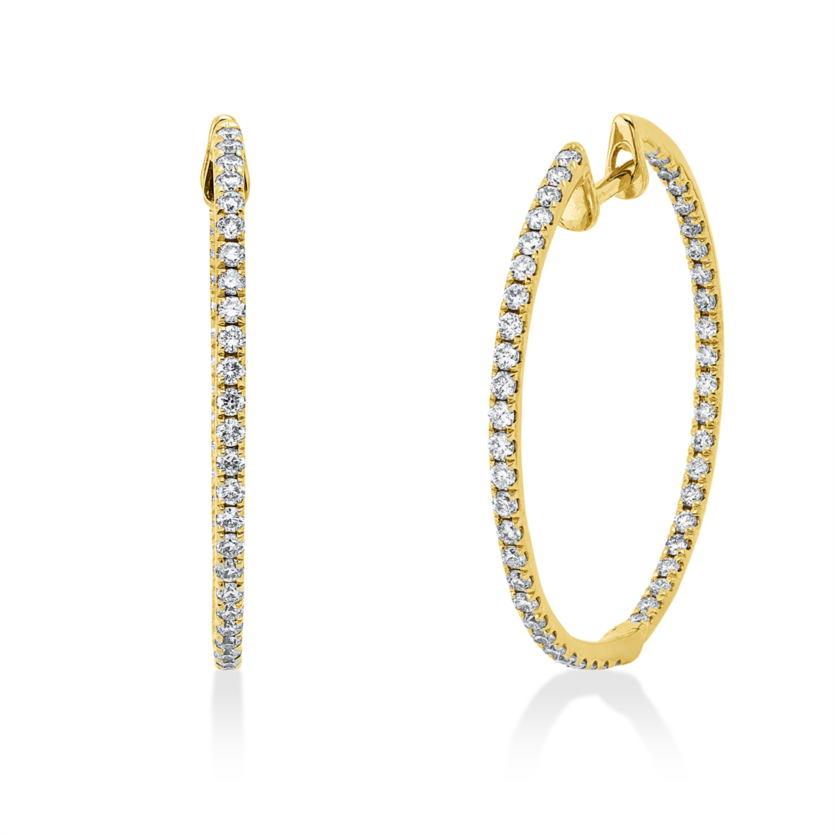 diamond full cut modern woman hoops & huggies in yellow gold