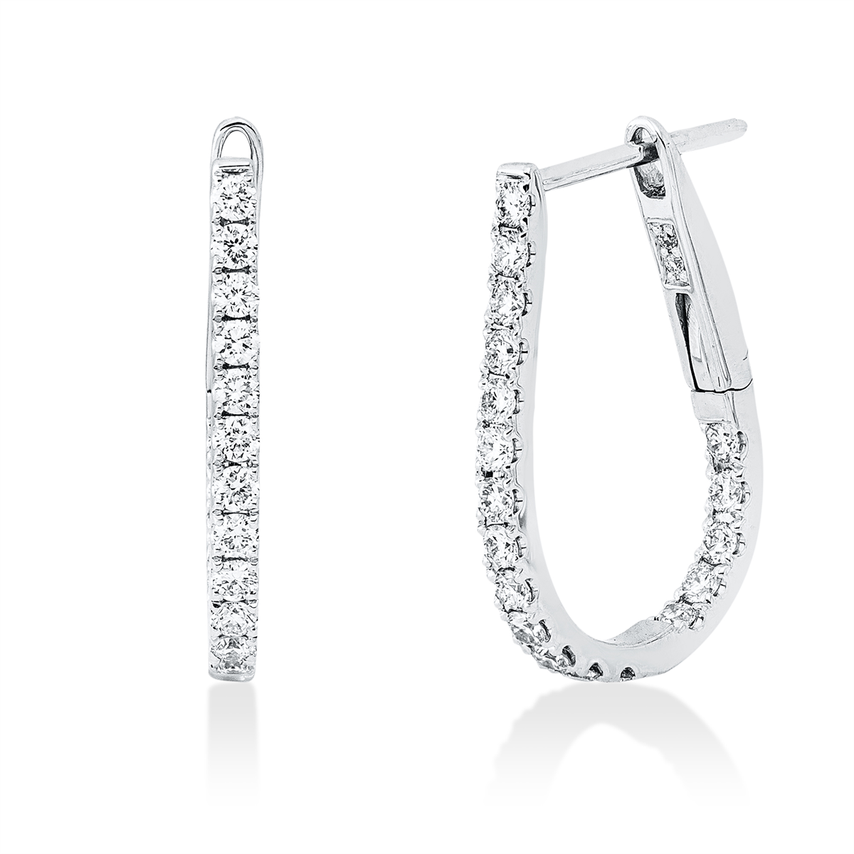 diamond full cut modern woman hoops & huggies in white gold
