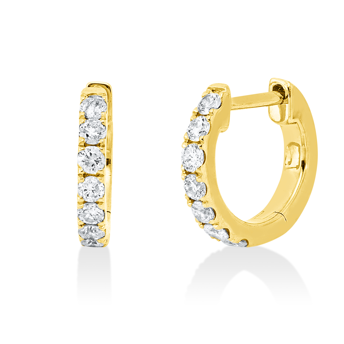 diamond full cut modern woman hoops & huggies in yellow gold
