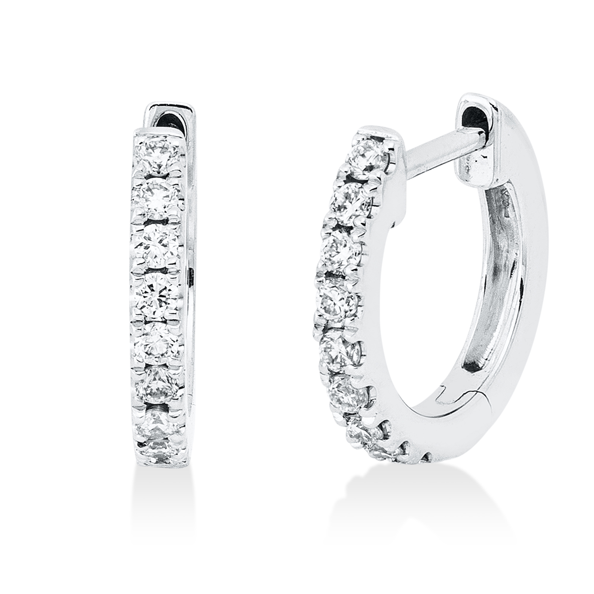 diamond full cut modern woman hoops & huggies in white gold