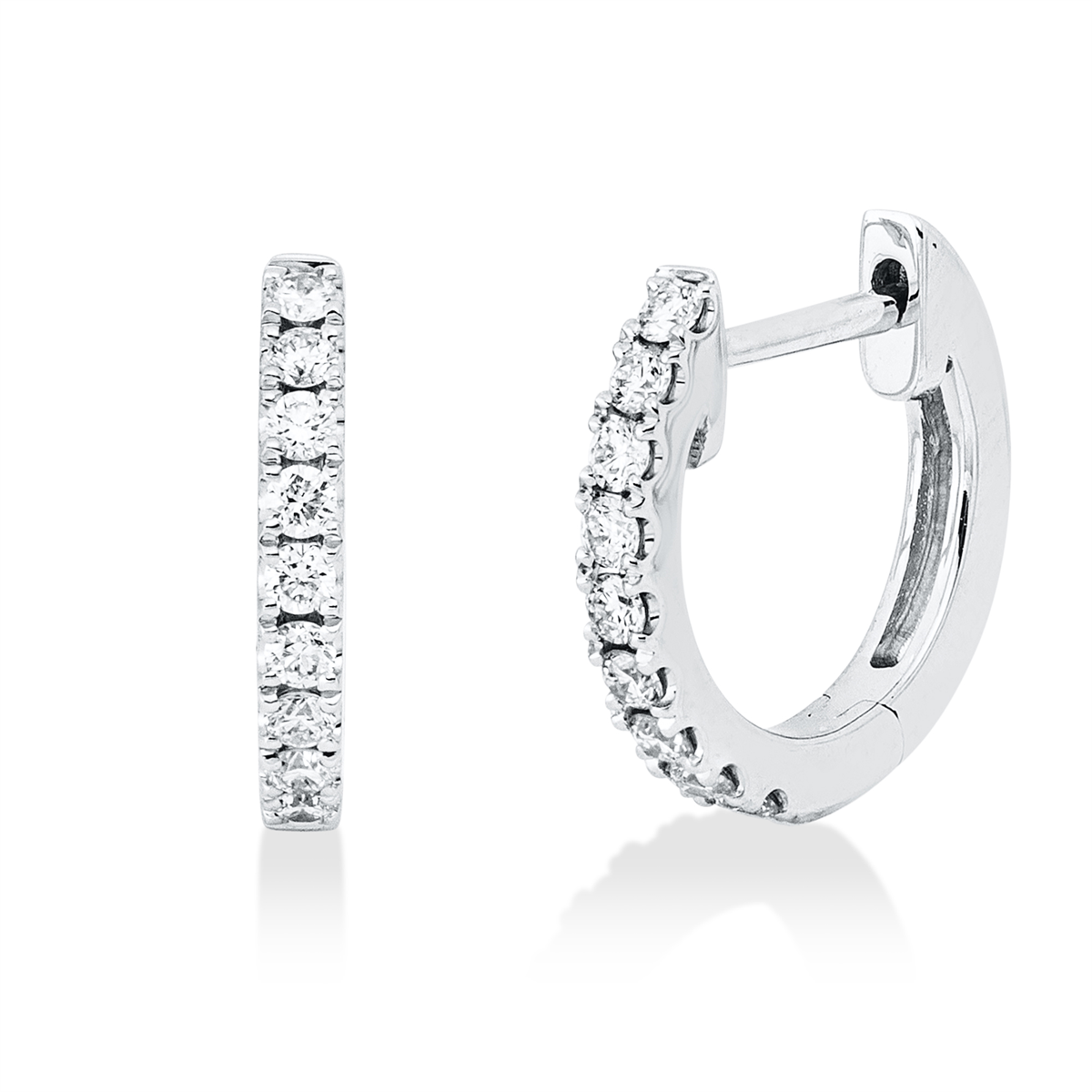 diamond full cut modern woman hoops & huggies in white gold