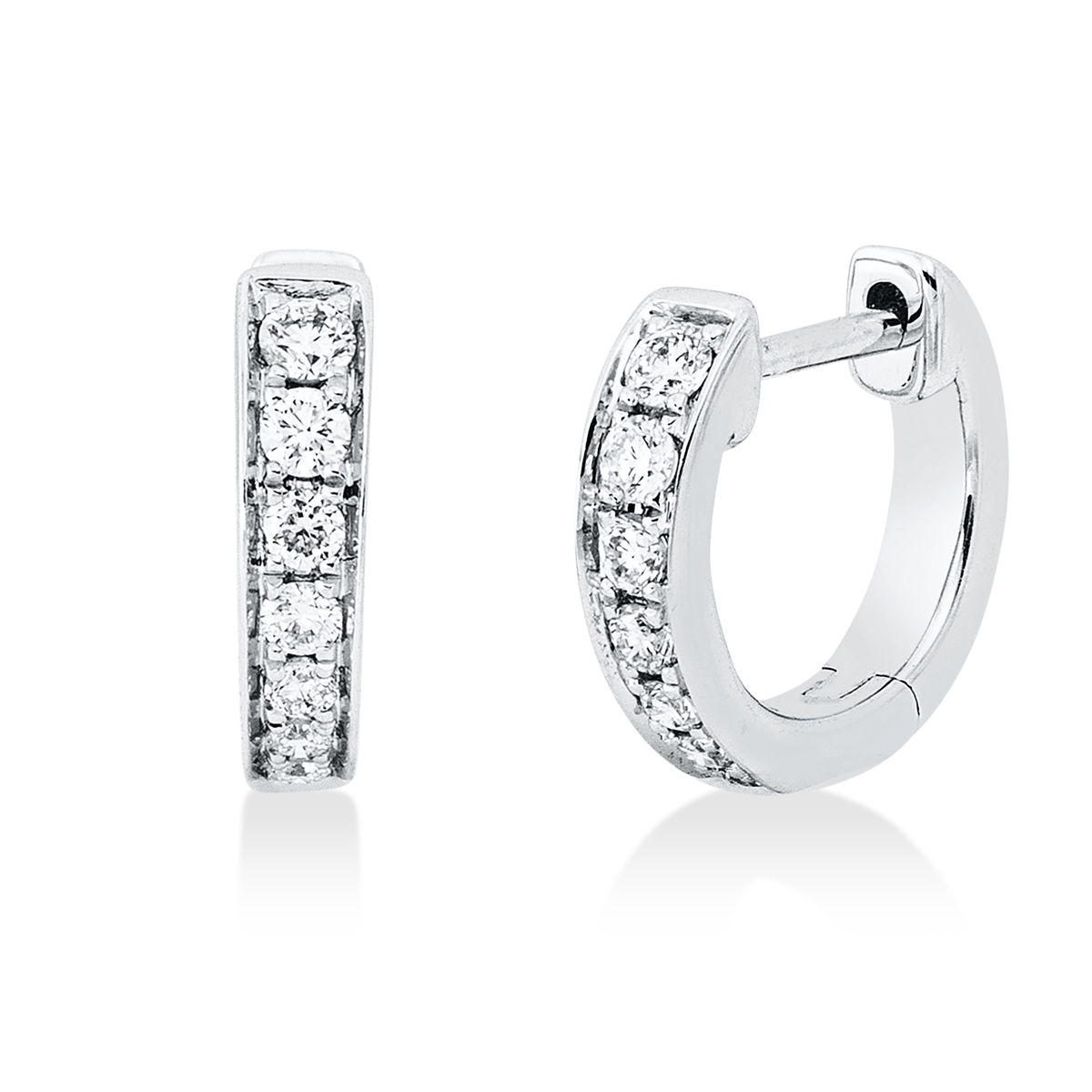 diamond full cut modern woman hoops & huggies in white gold