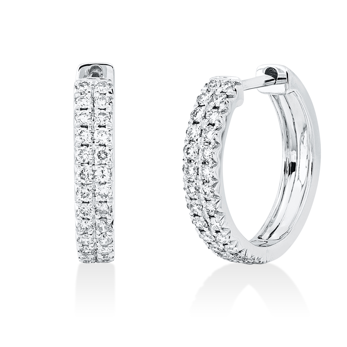 diamond full cut modern woman hoops & huggies in white gold