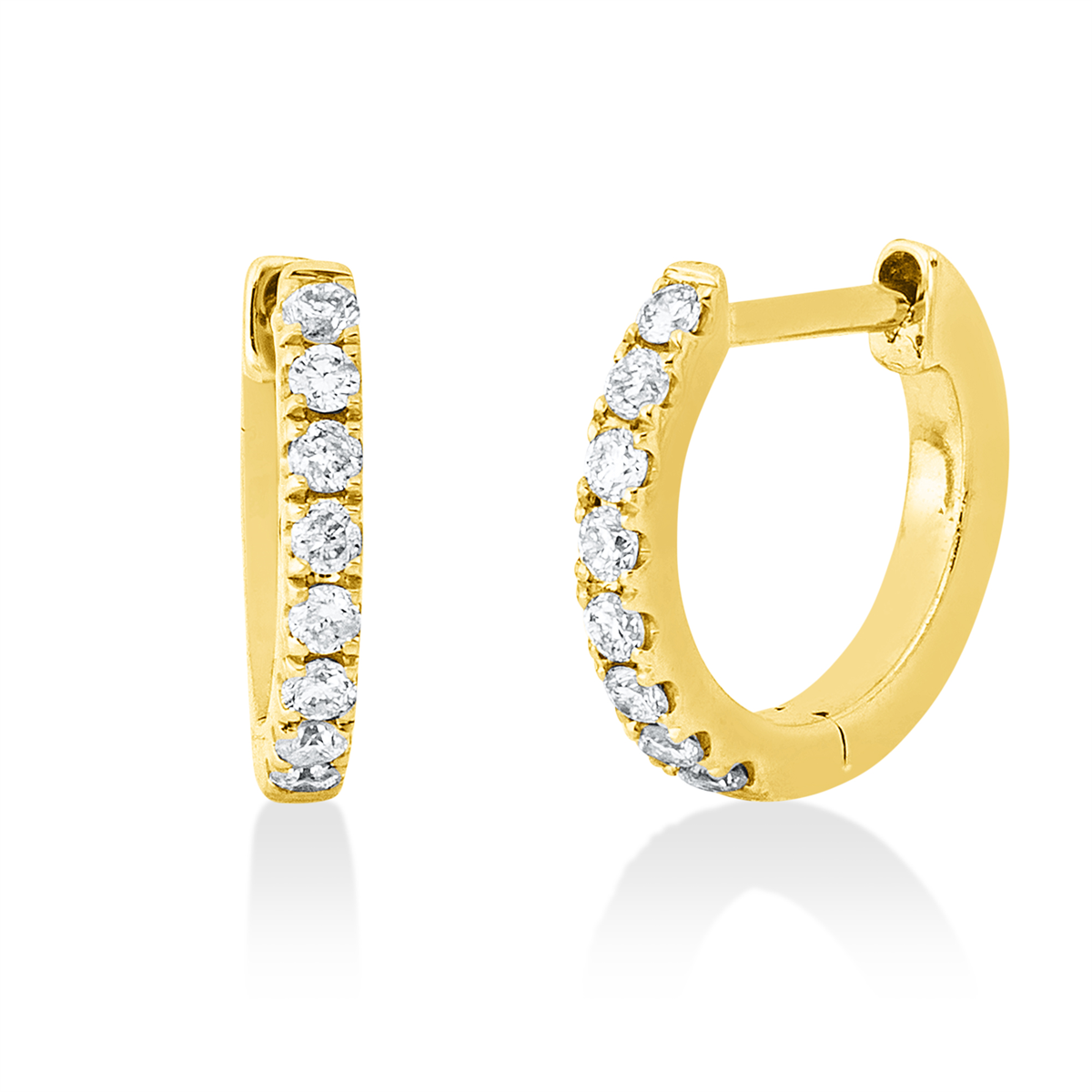 diamond full cut modern woman hoops & huggies in yellow gold