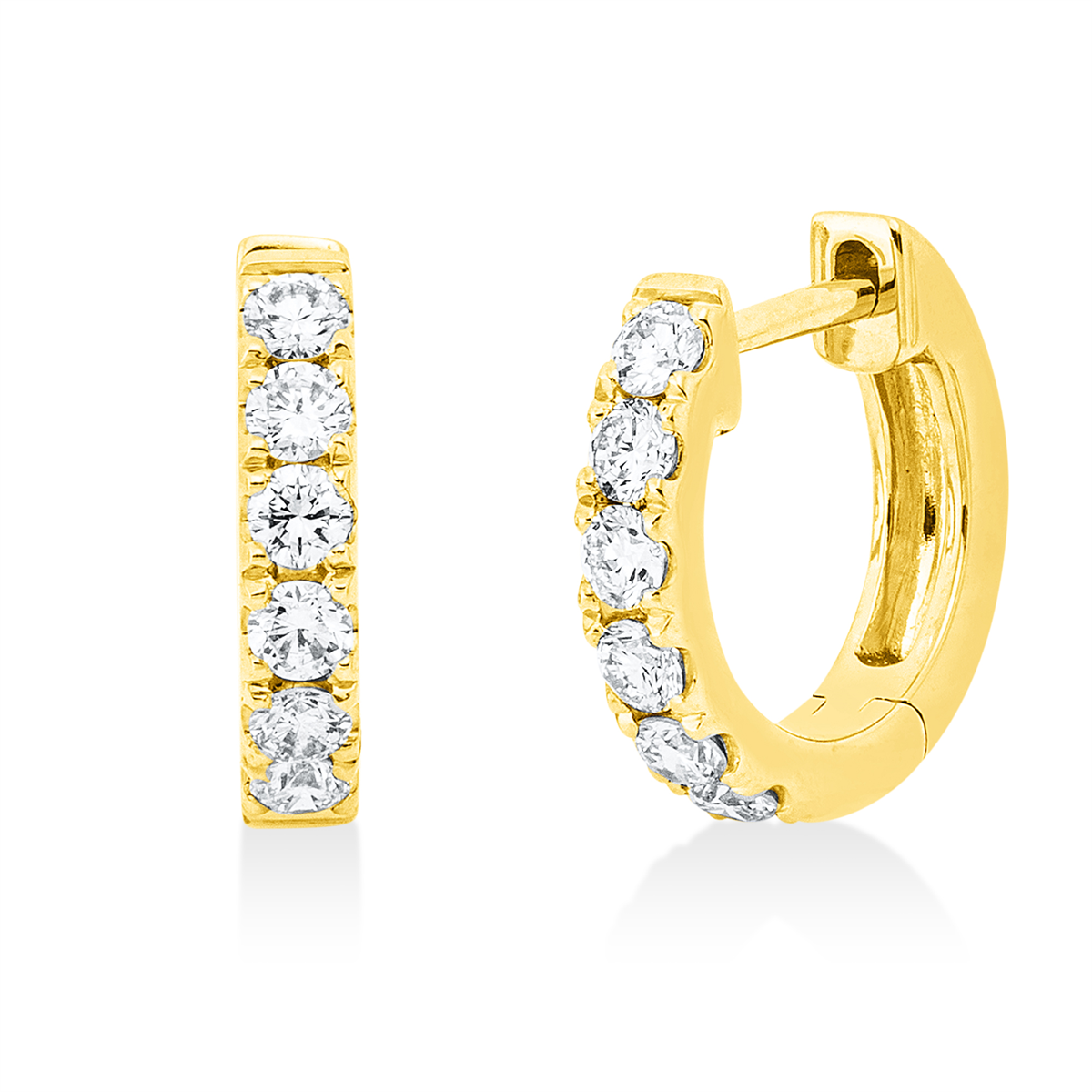 diamond full cut modern woman hoops & huggies in yellow gold